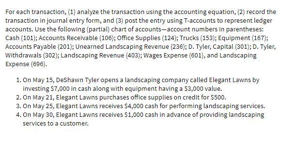 For each transaction, (1) analyze the transaction