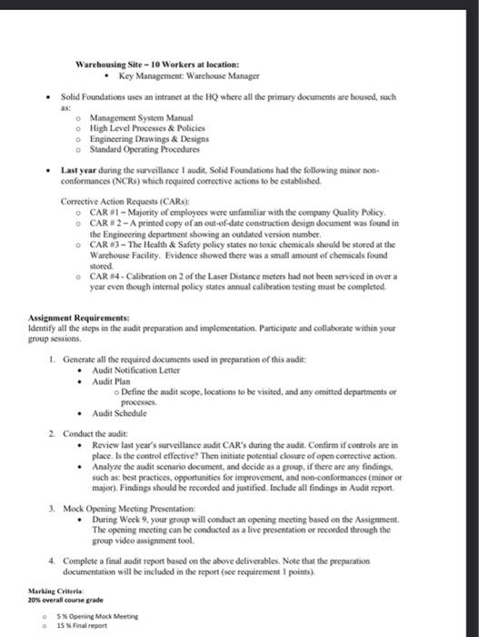 Audit Planning & Implementation You and your