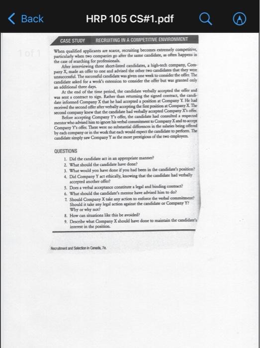 Back a HRP 105 CS#1.pdf CASE STUDY RECRUITING IN
