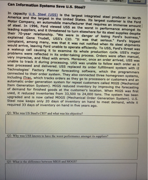 In the manufacturing sectory Normal Can