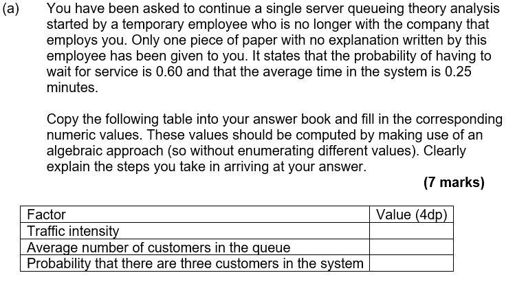 (a) You have been asked to continue a single