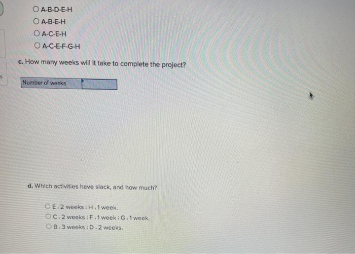Schedule the following activities using CPM:
