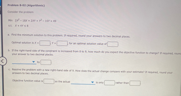 Problem 8-02 (Algorithmic) Consider the problem