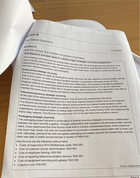 retion B case Based Questions 25 Marks question 5