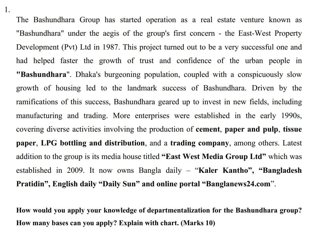 1. The Bashundhara Group has started operation as