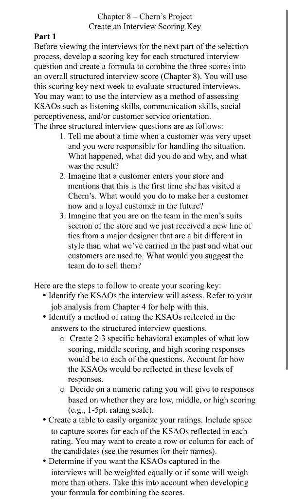 Chapter 8 - Chern's Project Create an Interview