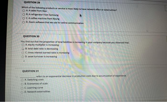 QUESTION 29 Which of the following products or