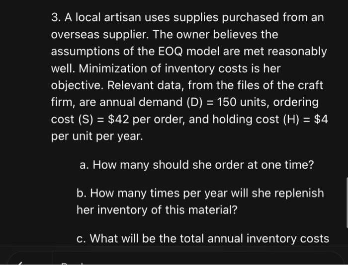 3. A local artisan uses supplies purchased from