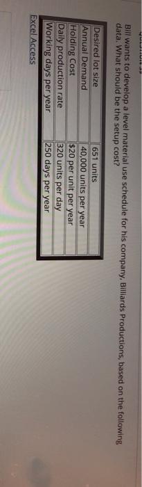 Bill wants to develop a level material use