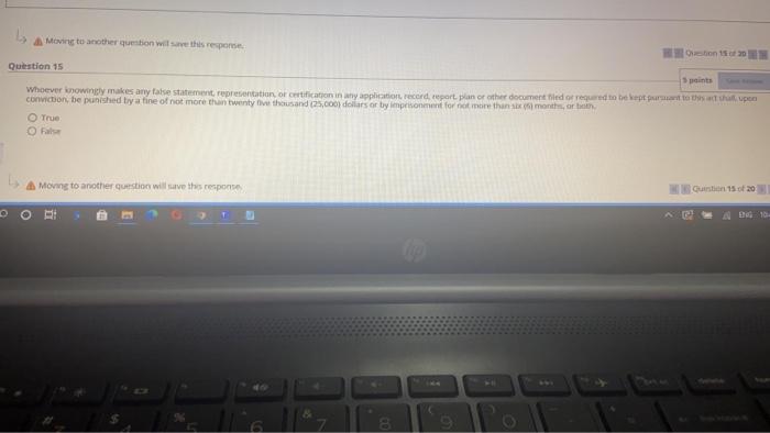 Moving to another question will save this