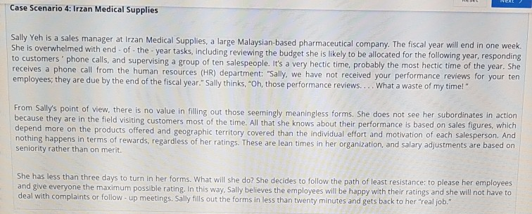 1)what mistake had sally committed? Briefly