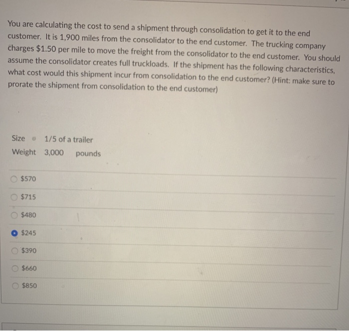 You are calculating the cost to send a shipment