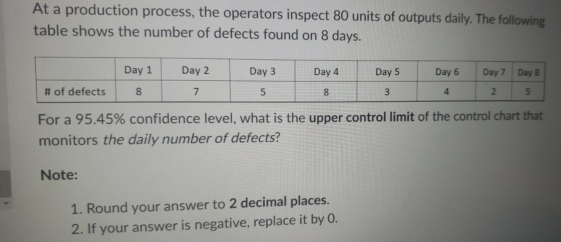 At a production process, the operators inspect 80