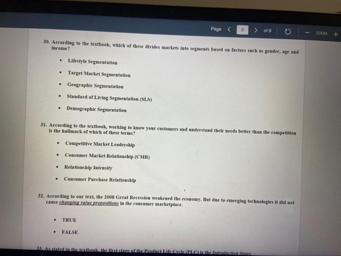 Page 6 of 9 ZOOM + 30. According to the textbook,