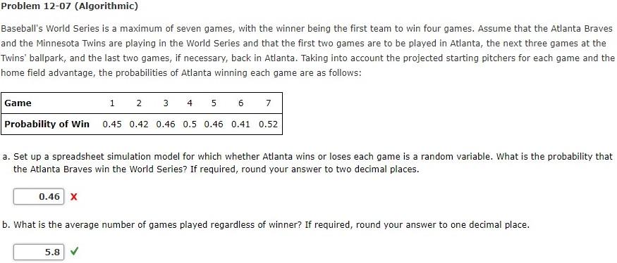 Problem 12-07 (Algorithmic) Baseball's World