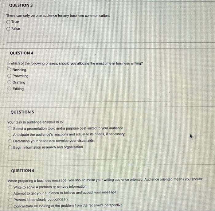 QUESTION 3 There can only be one audience for any