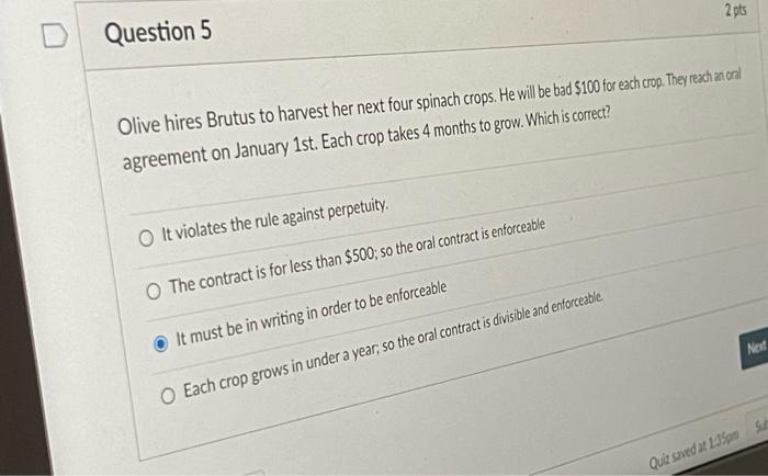Need both 2 pts Question 5 Olive hires Brutus to