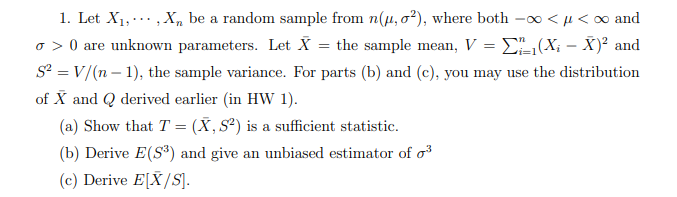 1. Let X1, ... , Xn be a random sample from n(u,