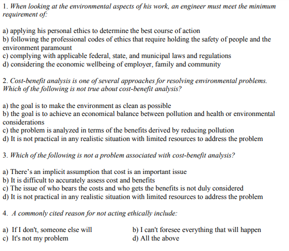 1. When looking at the environmental aspects of