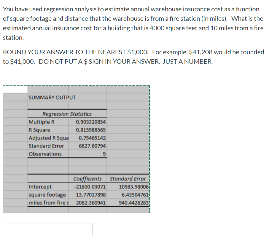 You have used regression analysis to estimate