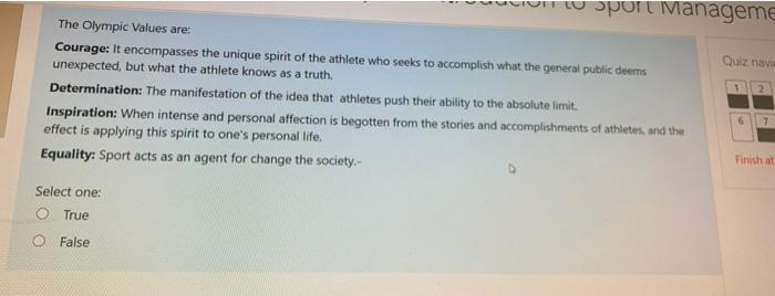 port Manageme The Olympic Values are: Quiza