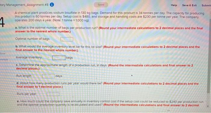 Submit 4 Fory Management Assignment #8 0 Saved