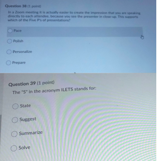 Question 36 (1 point) Roberta has just watched a