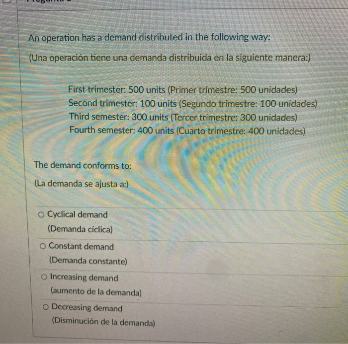 An operation has a demand distributed in the