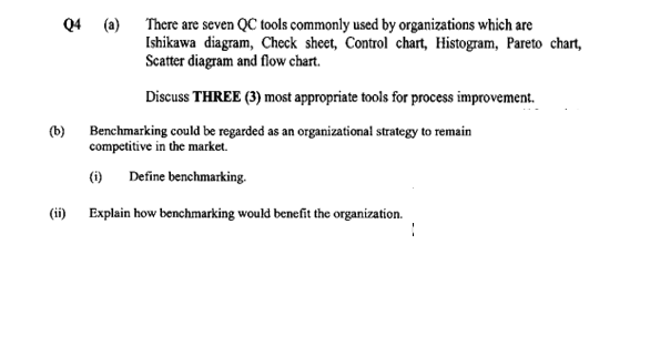 total quality management Q4 (a) (b) (ii) There