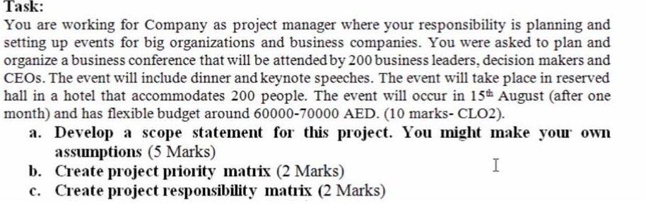 Task: You are working for Company as project