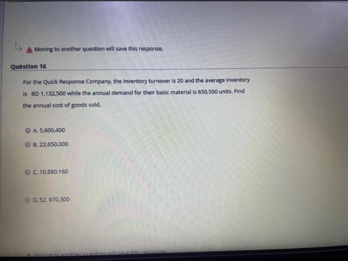 Moving to another question will save this