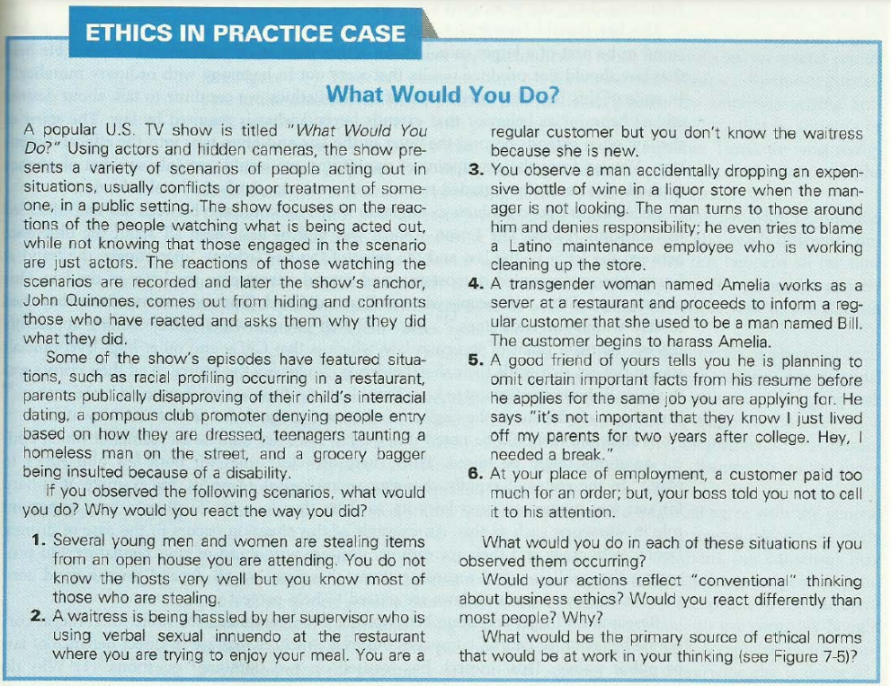 Case Study: What Would You Do? The case below