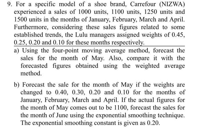 9. For a specific model of a shoe brand,