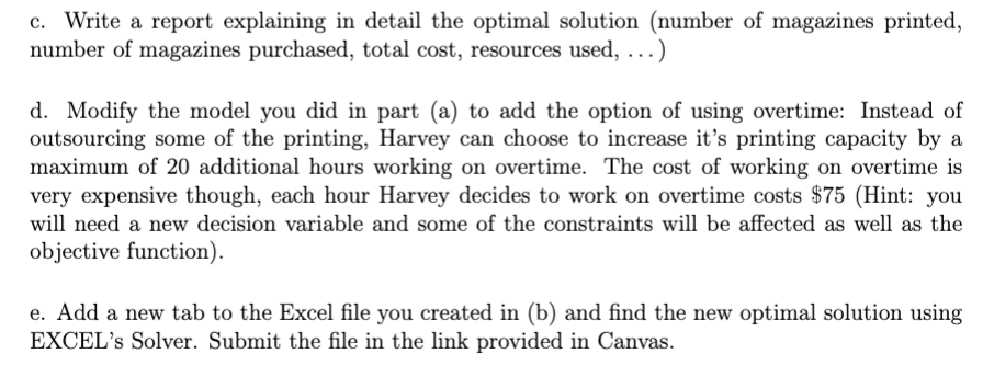 I just need Part D and E . Thank you Harvey and