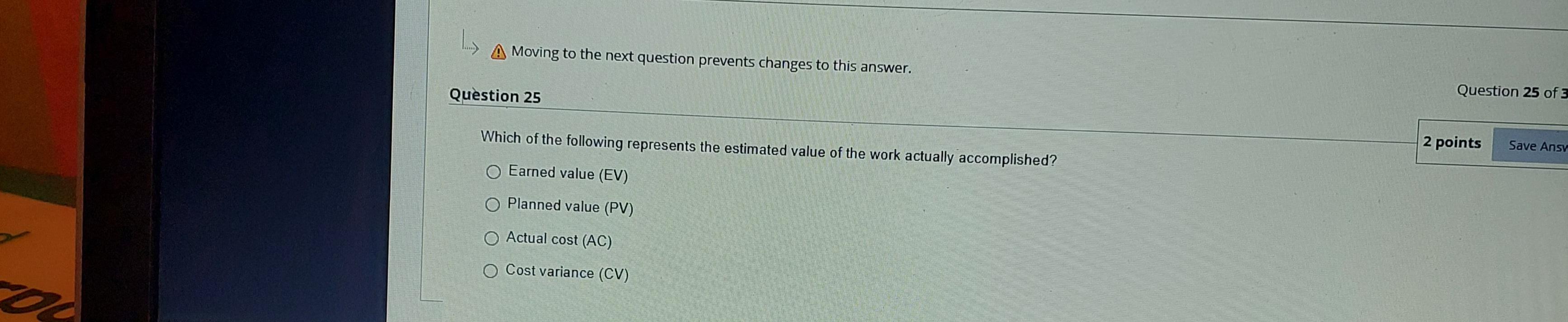 LS Moving to the next question prevents changes