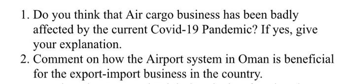1. Do you think that Air cargo business has been