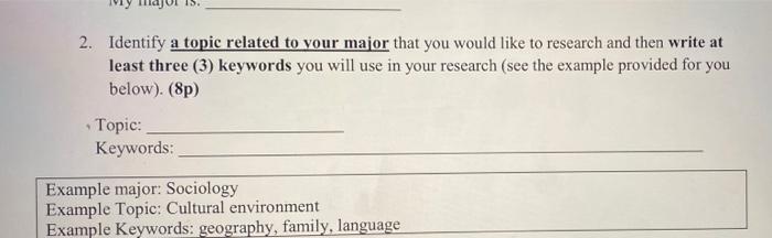 my major is Accounting 2. Identify a topic