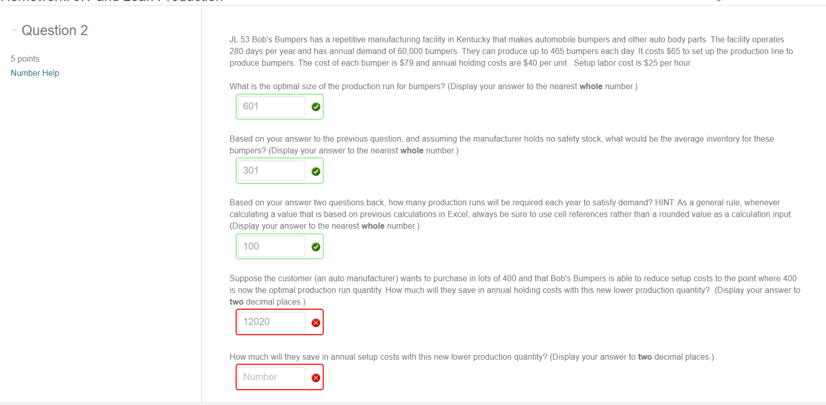 please show in excel! Question 2 JL.53 Bob's