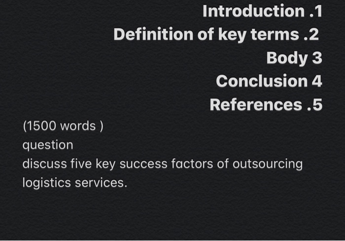 Introduction .1 Definition of key terms .2 Body 3