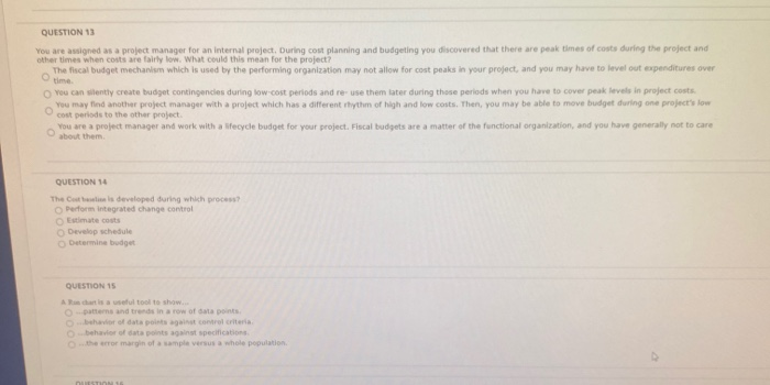 QUESTION 13 You are assigned as a project manager