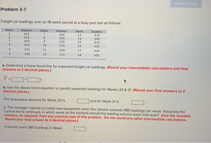 Check my work Problem 3-7 Freight car loadings