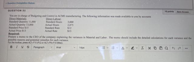 Contul QUESTION 23 16 points Dave A You are in