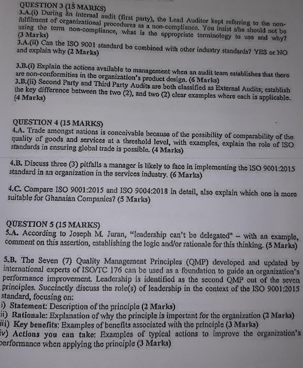 QUESTION 3 (15 MARKS) J.A.(i) During an internal