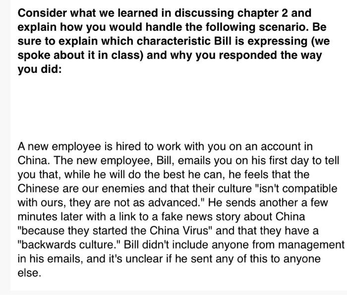 Consider what we learned in discussing chapter 2