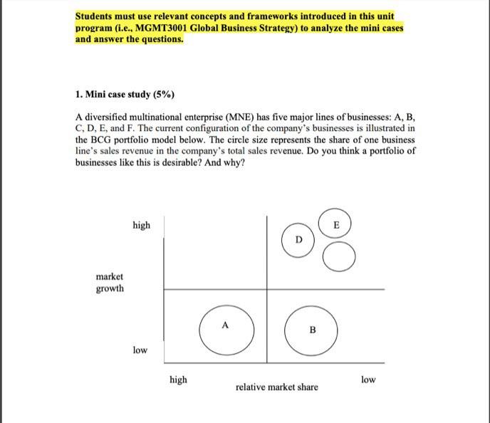 Students must use relevant concepts and