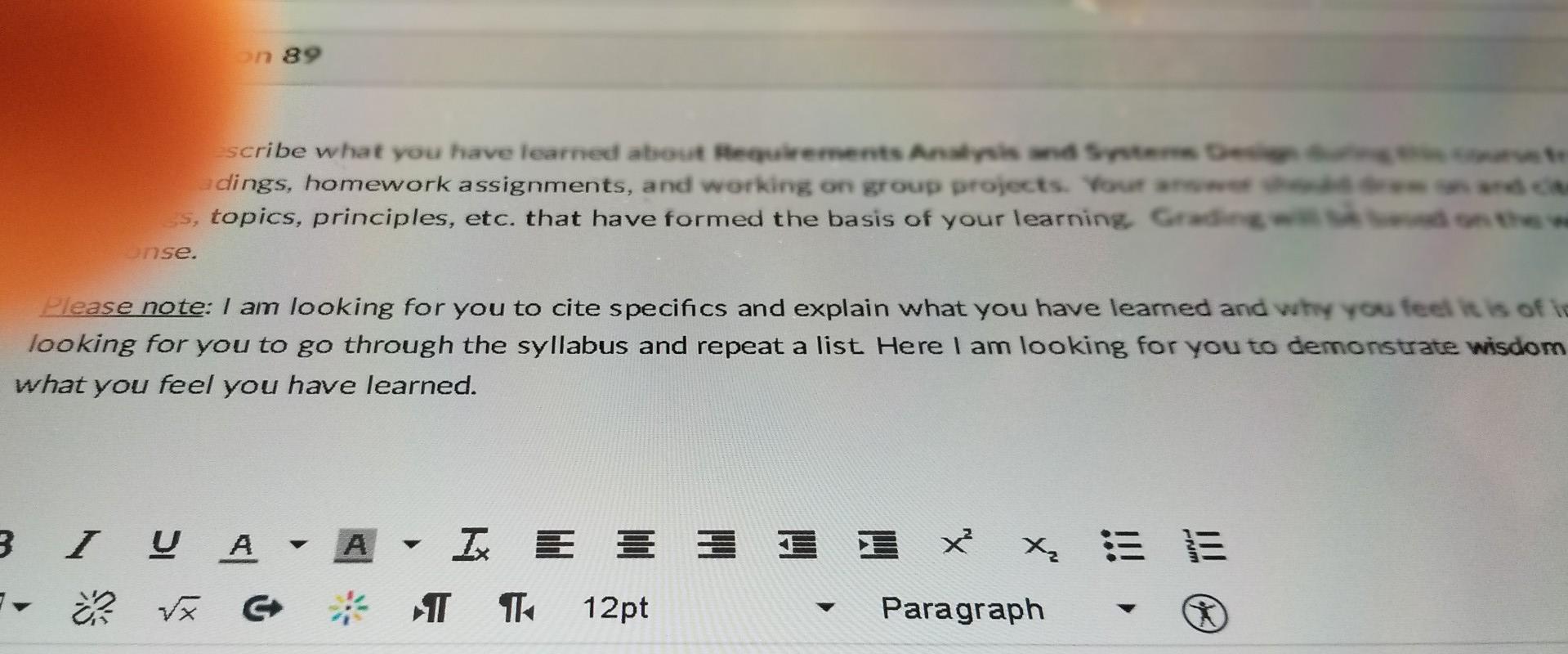 luck Queste Please describe what you have learned