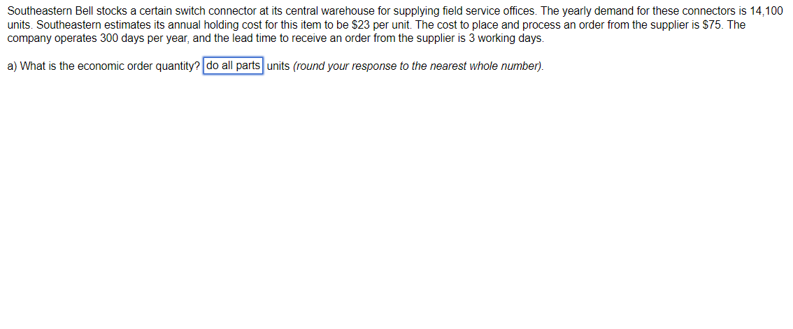 Southeastern Bell stocks a certain switch