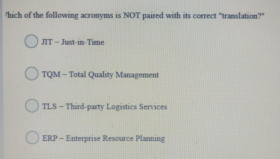 SAP Thich of the following acronyms is NOT paired