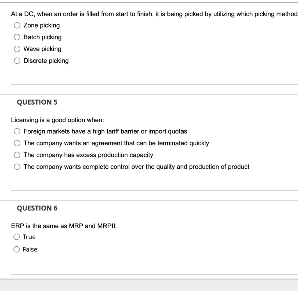 At a DC, when an order is filled from start to