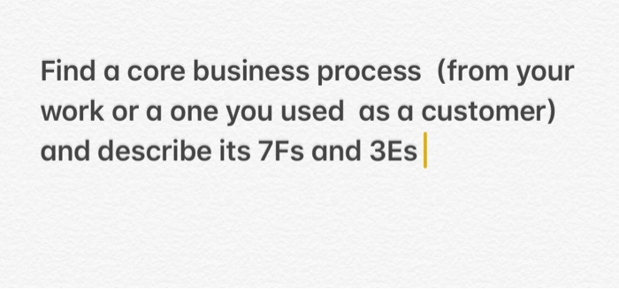 Find a core business process (from your work or a